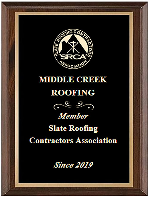 Slate Roofing Contractors Association of North America, Inc. membership plaque Slate Roofing Contractors Association of North America, Inc. membership plaque